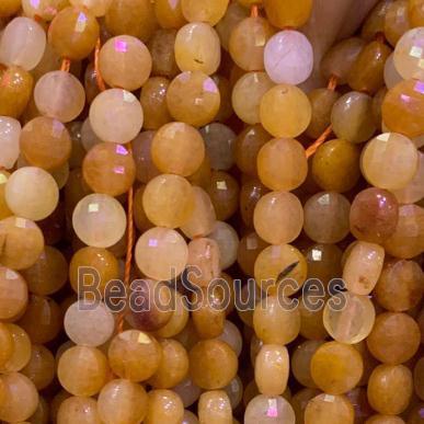 yellow Aventurine Beads, faceted circle