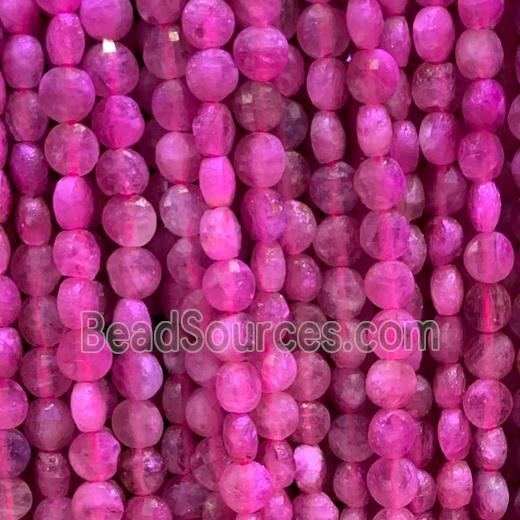 pink Tourmaline Beads, faceted circle