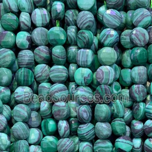 green Malachite Beads, faceted circle