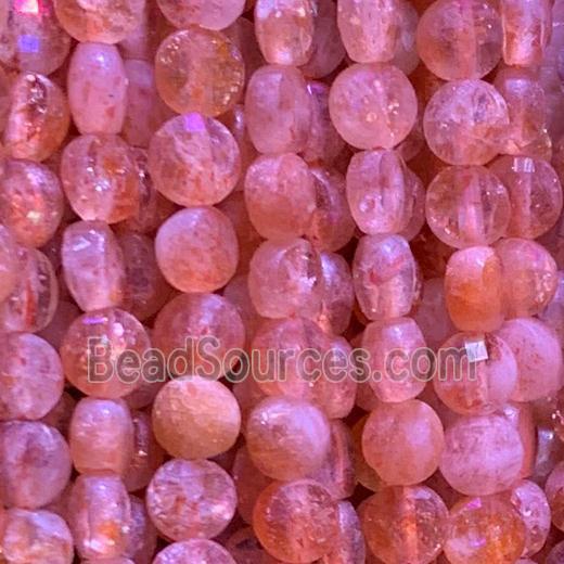 Strawberry Quartz Beads, faceted circle