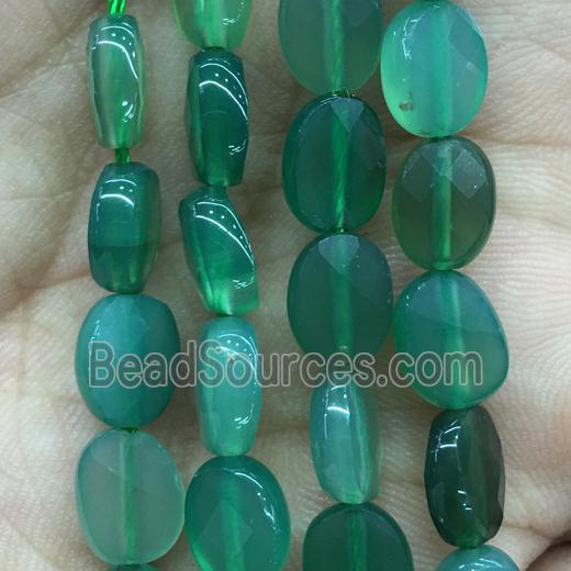 green natural Agate Beads, faceted oval