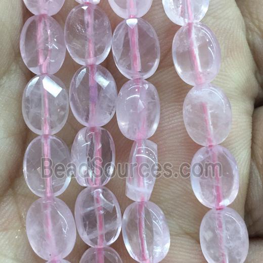 Rose Quartz Beads, pink, faceted oval