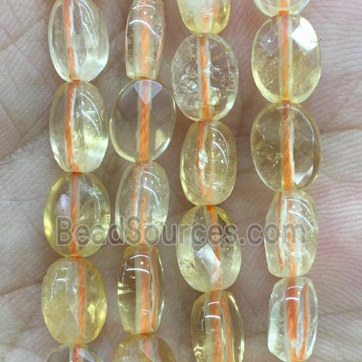 yellow Citrine Beads, faceted oval