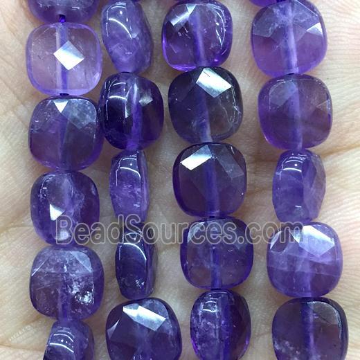 purple Amethyst Beads, faceted square