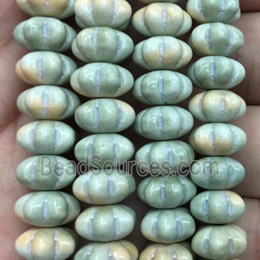 dichromatic green Alashan Agate Beads, pumpkin