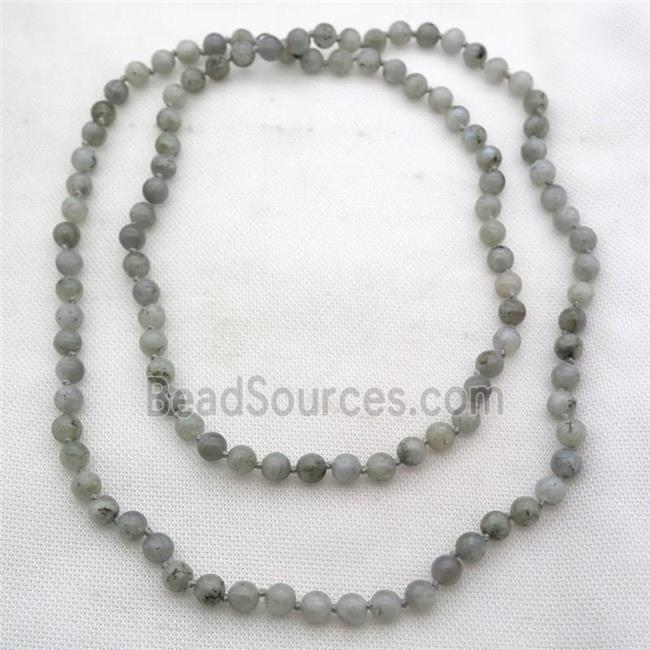 Labradorite mala chain for necklace with knot