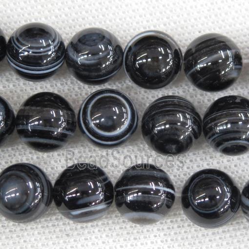 round natural Chinese Agate Beads, black