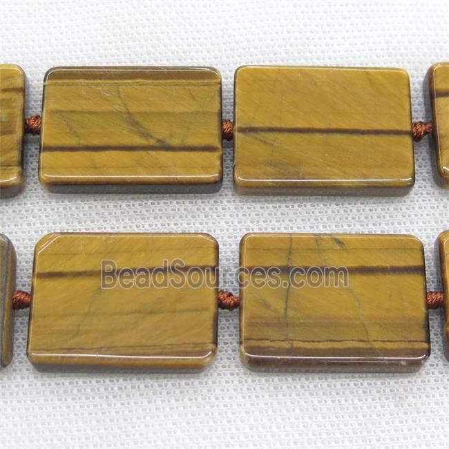 yellow Tiger eye stone rectangle beads