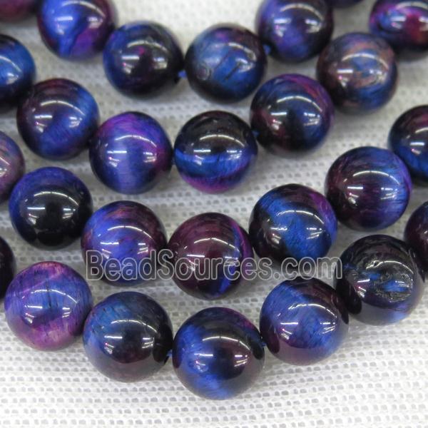 round Tiger eye stone beads, bluepurple