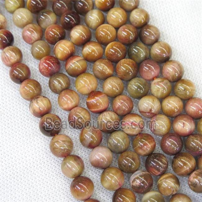 round Tiger eye stone beads, peach