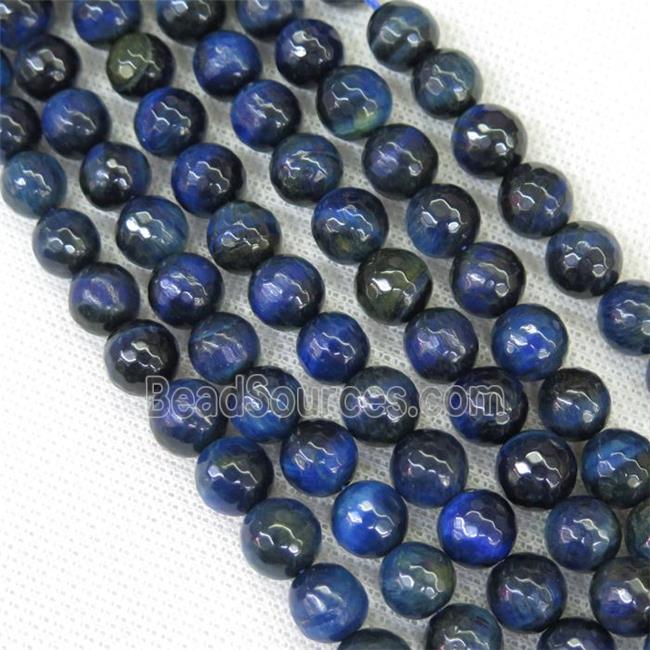 faceted round blue Tiger eye stone beads