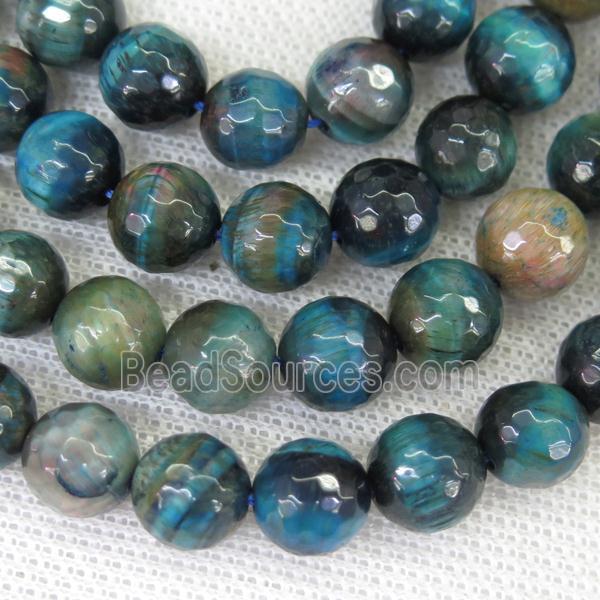 faceted round blue Tiger eye stone beads