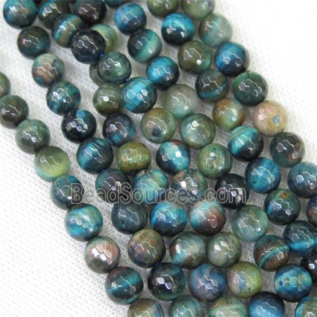 faceted round blue Tiger eye stone beads