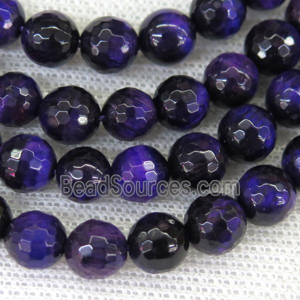 faceted round Tiger eye stone beads, lavender