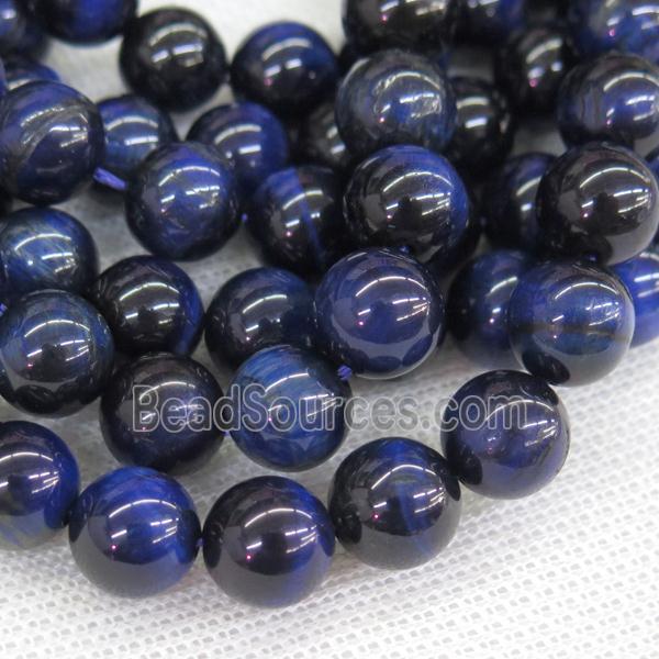 Tiger eye stone beads blue smooth round