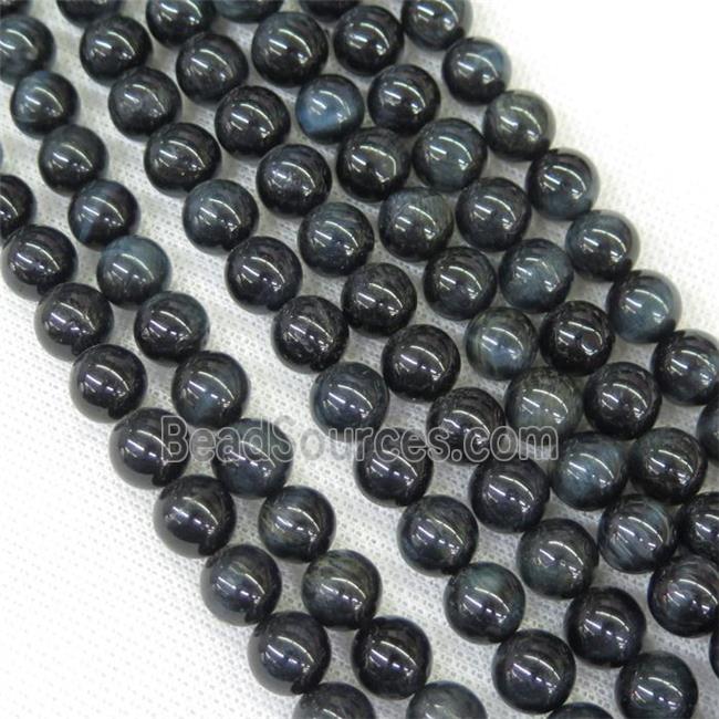 round Tiger eye stone beads, inkgray