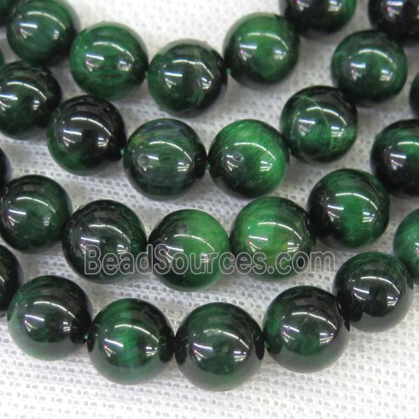 round Tiger eye stone beads, green