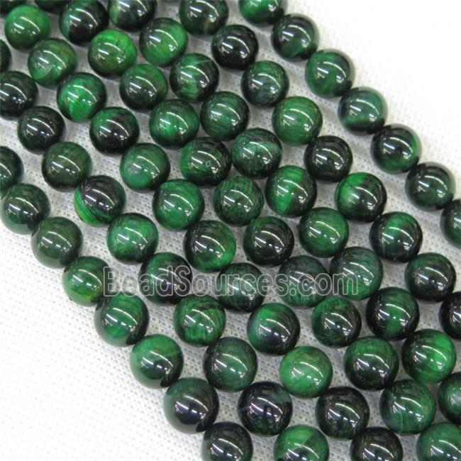 round Tiger eye stone beads, green