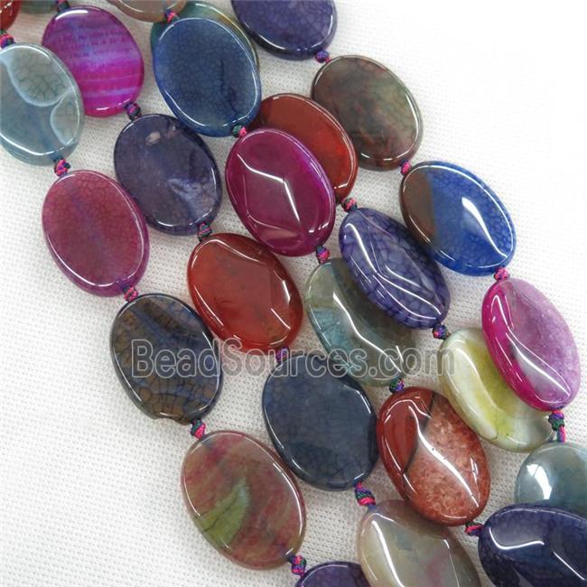 mixed veins Agate oval Beads