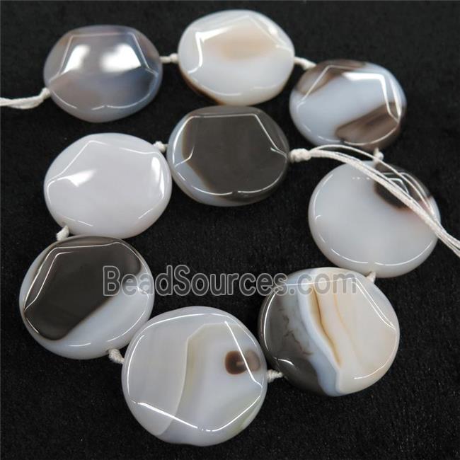 Natural Heihua Montana Agate Coin Beads Circle