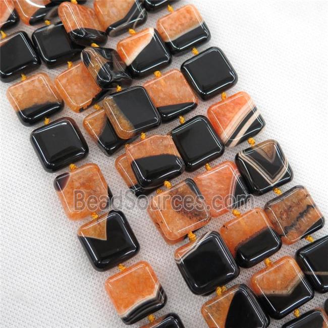 orange Druzy Agate square beads