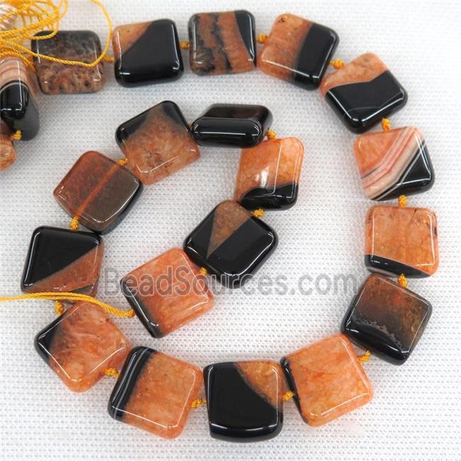 orange Druzy Agate square beads