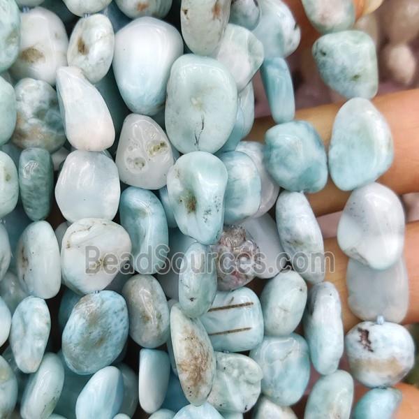 blue Larimar chip beads, freeform