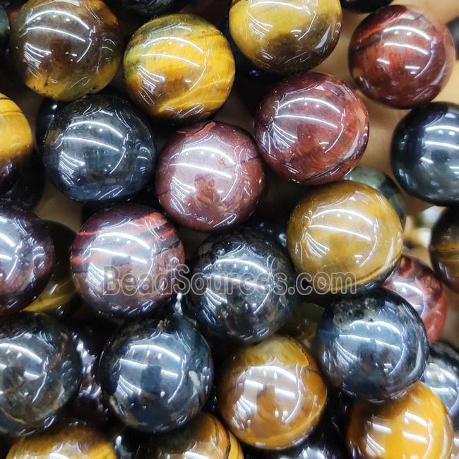 round Tiger eye stone beads, mixed color, electroplated