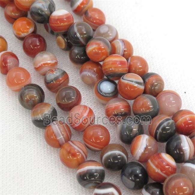 round striped Agate Beads, orange