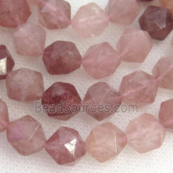 Strawberry Quartz Beads, faceted round, starcut