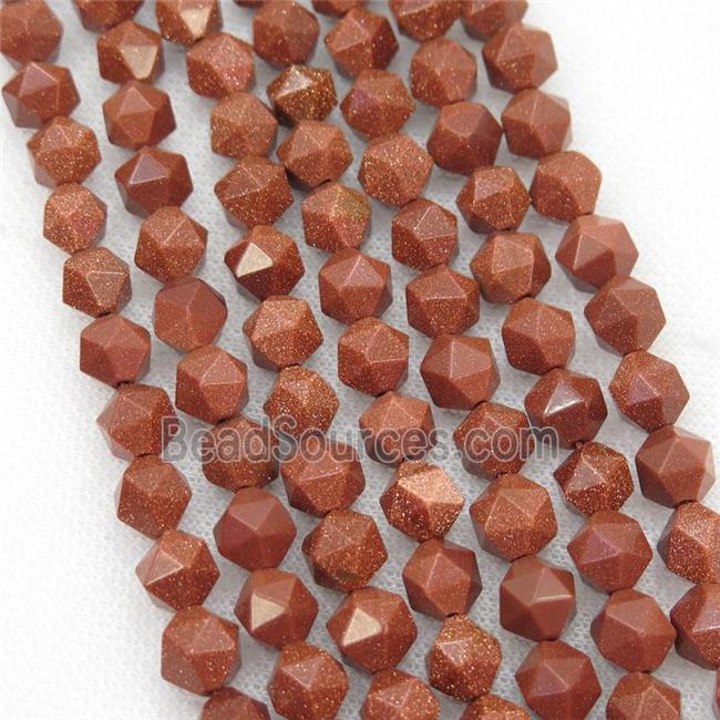 Gold Sandstone Beads, faceted round, starcut