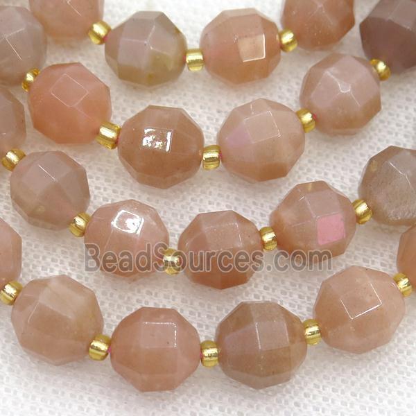 peach Moonstone beads, faceted bullet