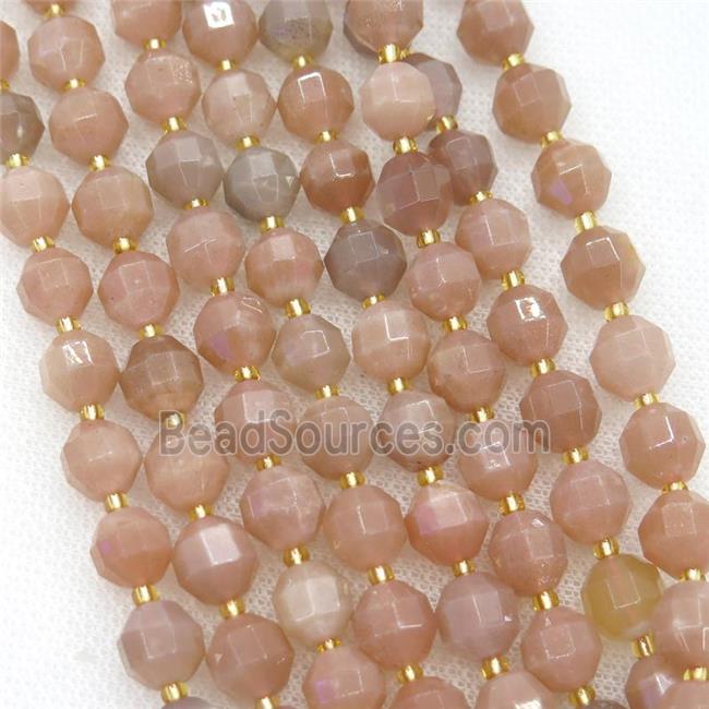 peach Moonstone beads, faceted bullet