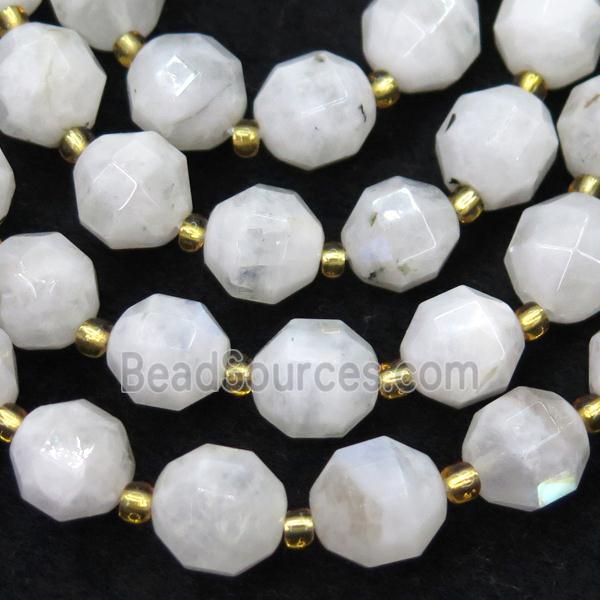 white Moonstone beads, faceted bullet