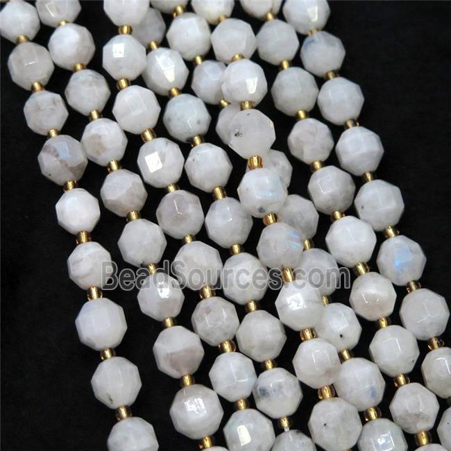 white Moonstone beads, faceted bullet