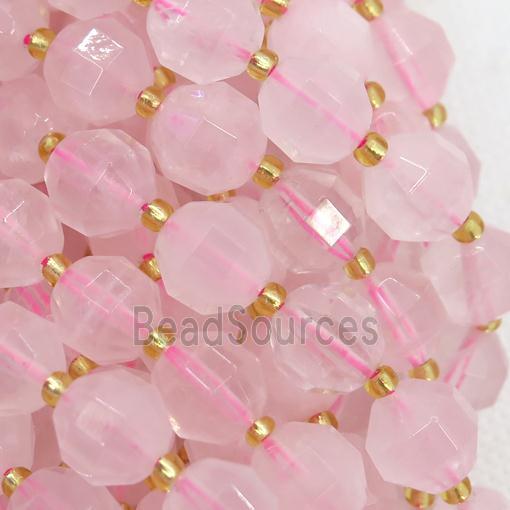 Rose Quartz beads, faceted bullet