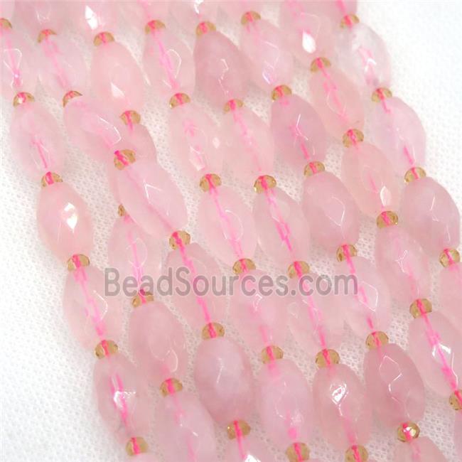 Rose Quartz Beads, faceted rice