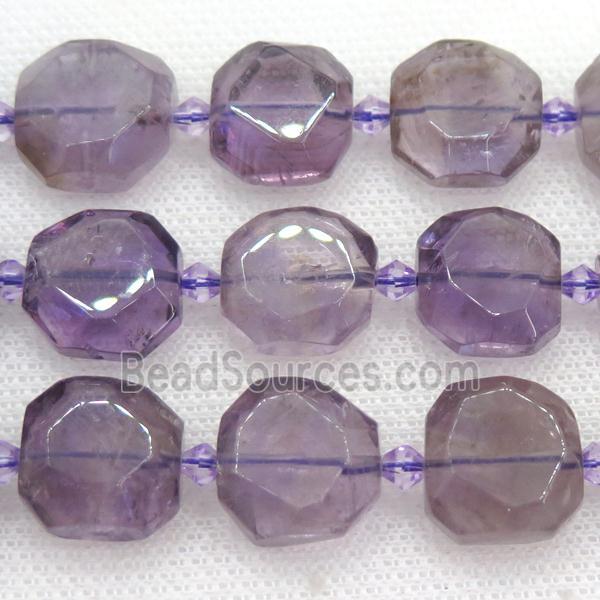 Amethyst Beads, faceted square