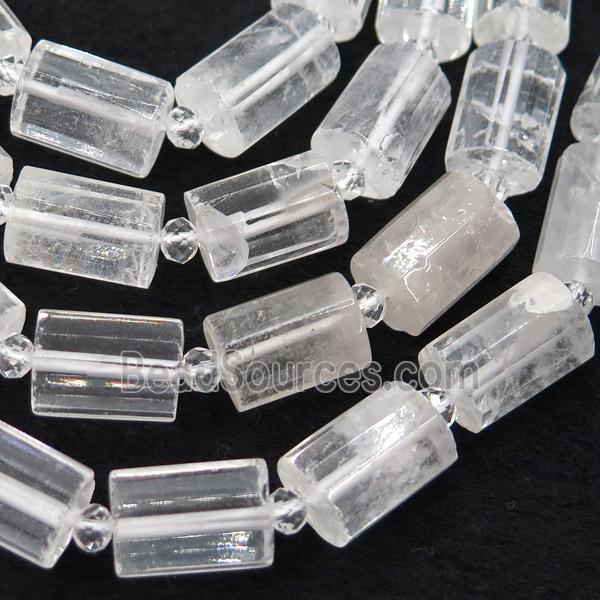 Clear Quartz tube Beads, faceted column