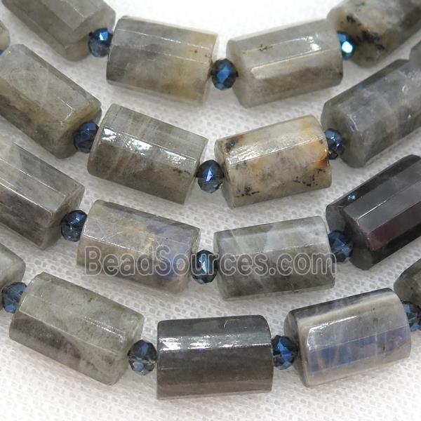 Labradorite Tube Beads Faceted Cylinder