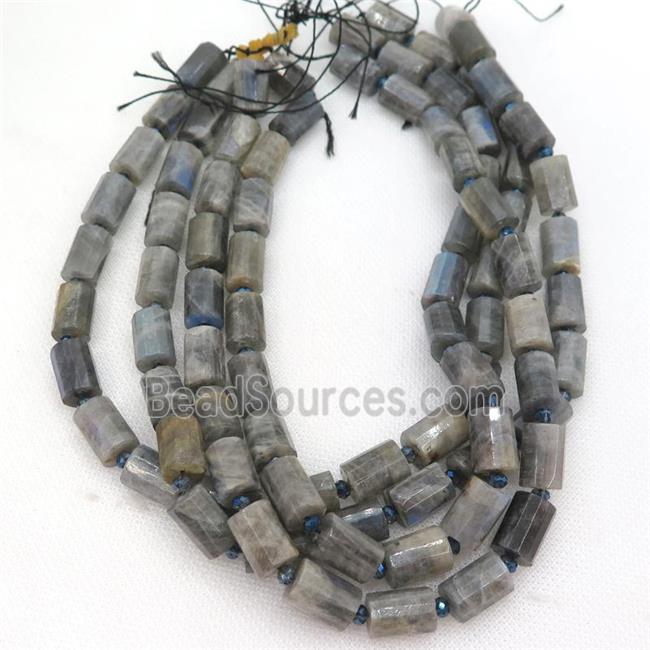 Labradorite Tube Beads Faceted Cylinder