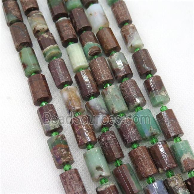 Natural Australian Chrysoprase Column Beads Faceted Cylinder