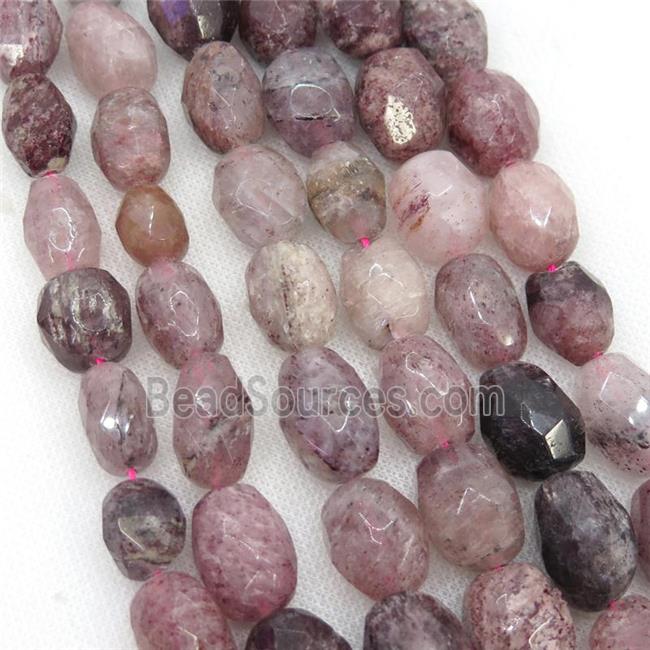 Strawberry Quartz Beads, faceted freeform