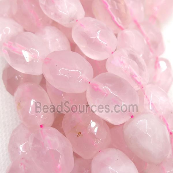 Rose Quartz beads, faceted freeform