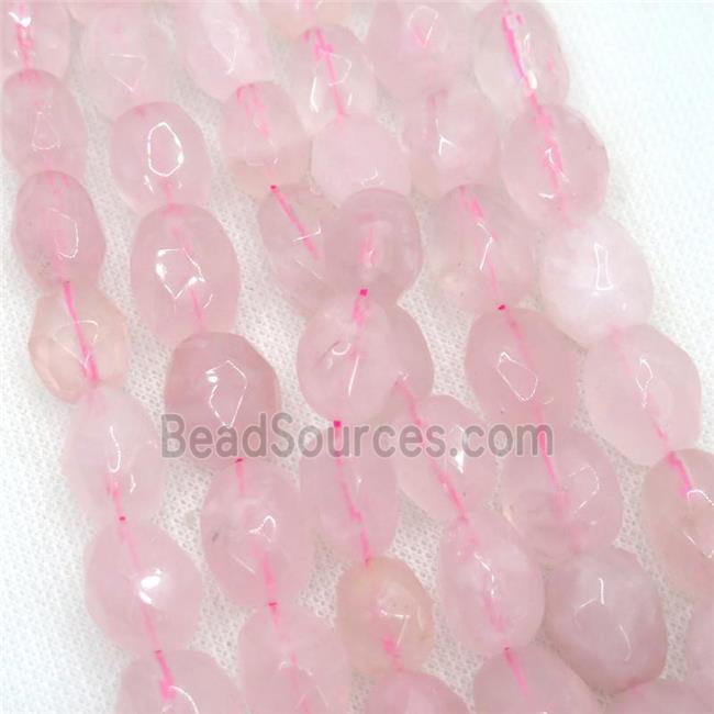 Rose Quartz beads, faceted freeform