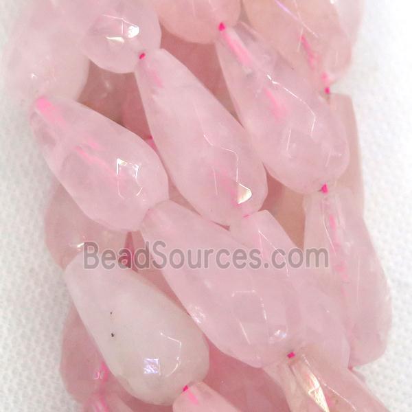 Rose Quartz Beads, faceted teardrop