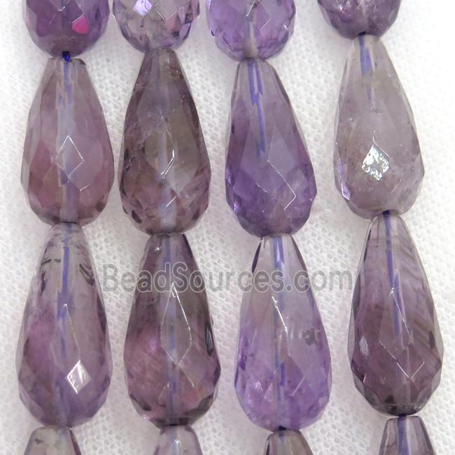 purple Amethyst Beads, faceted teardrop