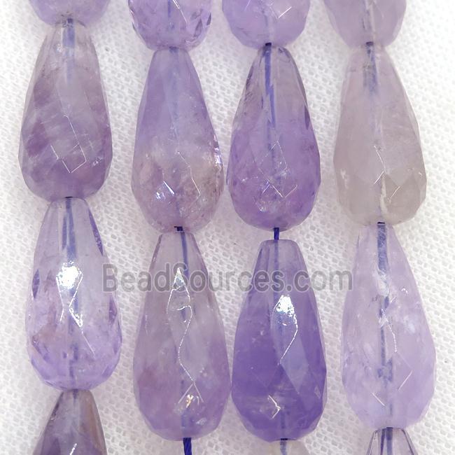 lt.purple Amethyst Beads, faceted teardrop