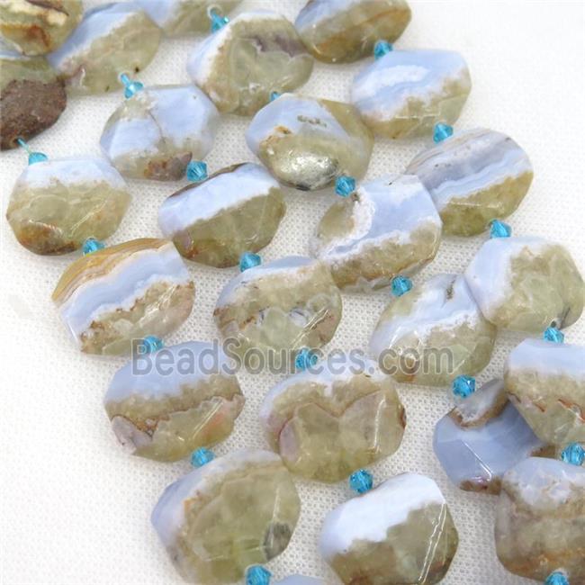 blue Lace Agate Beads, faceted rectangle