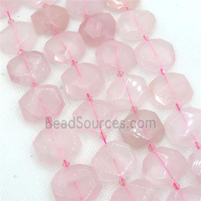 Rose Quartz Beads, faceted rectangle